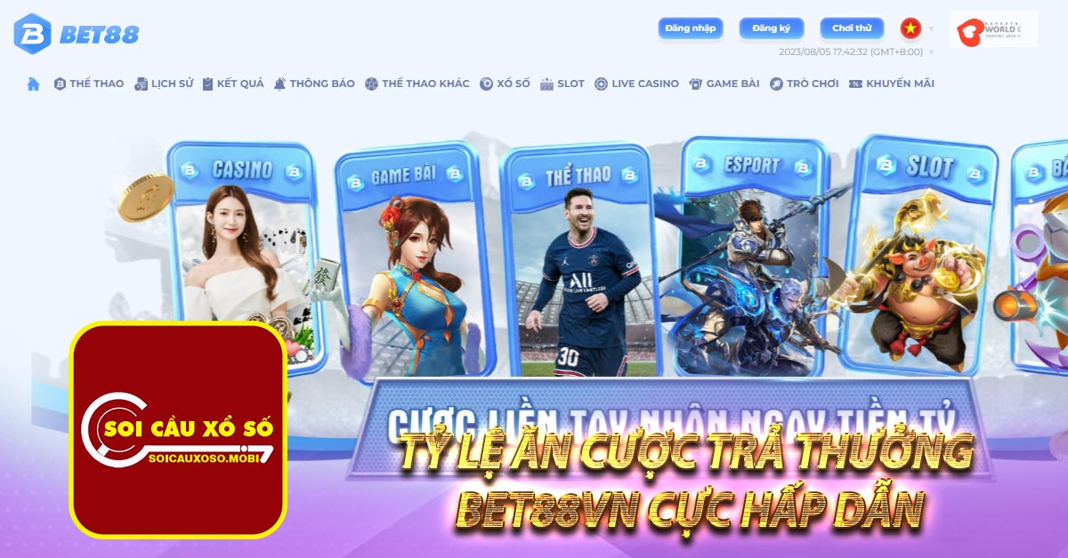 Tỷ lệ ăn cược trả thưởng Bet88vn cực hấp dẫn